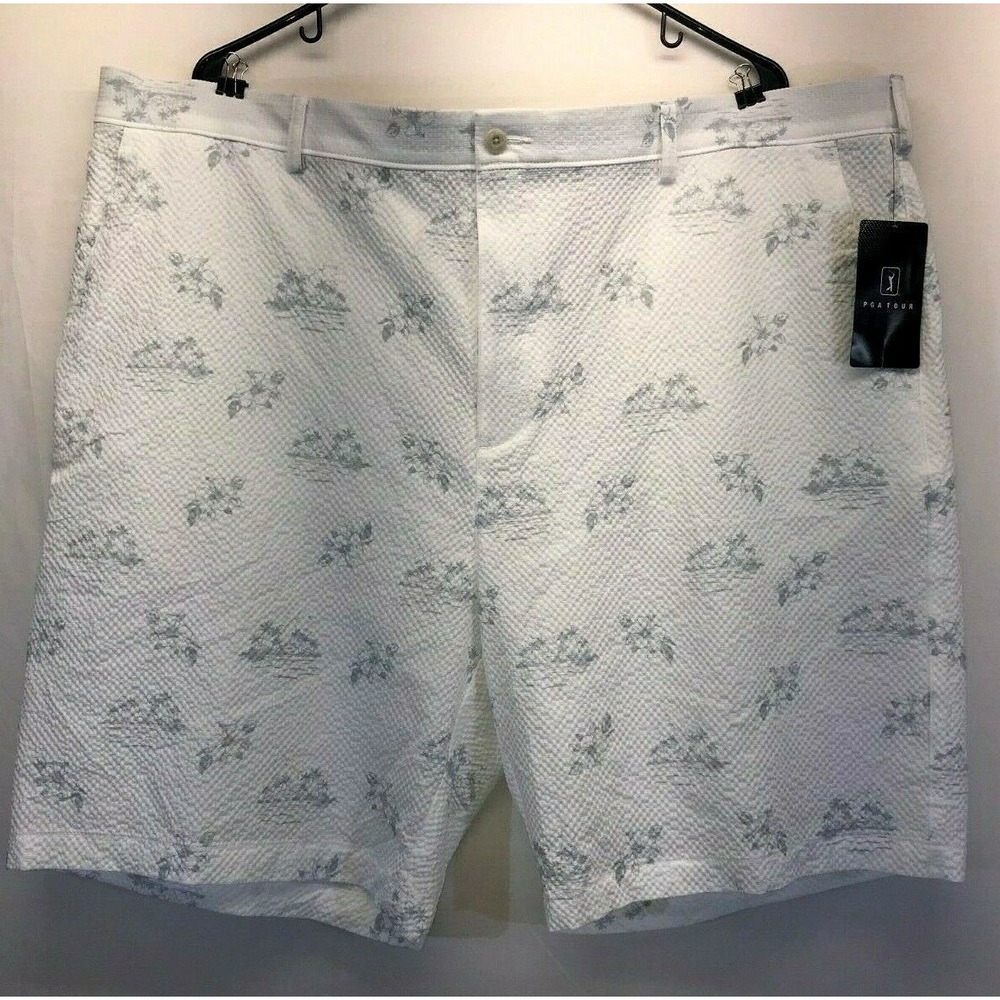 NWT Women's PGA Tour‎ Pro Series Golf Shorts White w/ Flower & Palm Tree Size 44